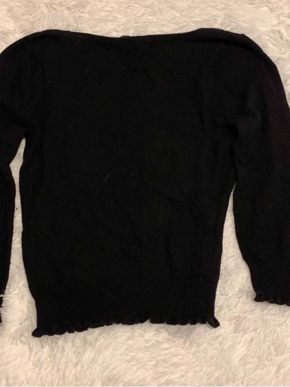 Vintage Betsey Johnson milkmaid black/white cardigan sz.M - Picture 3 of 4
